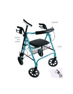 Andador de 4 ruedas con cesta, bandeja y soporte para bastones | Rollator Move Light | Azul celeste 2