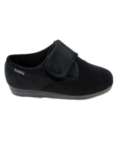 Zapatilla de terciopelo con velcro Blandipié color negro