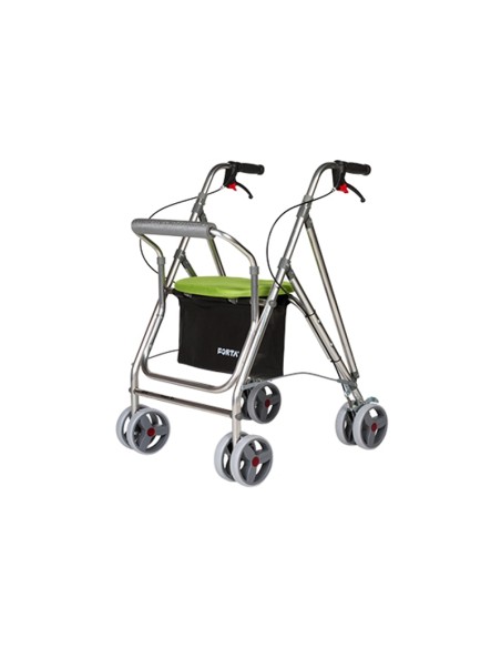 Andador de exterior plegable, regulable con asiento, respaldo acolchado y cesta Kanguro F1