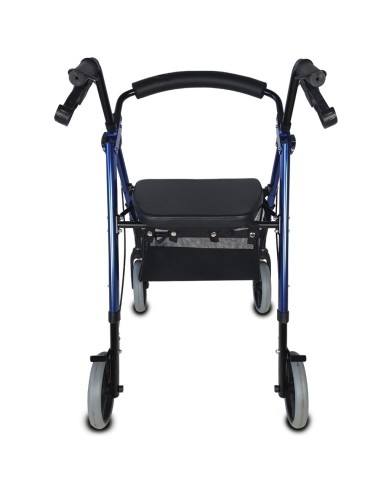 Andador de 4 ruedas Ligero, Plegable, Regulable, con cesta, frenos y con asiento y respaldo acolchado "Hércules"