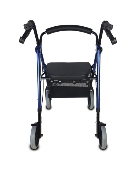 Andador de 4 ruedas Ligero, Plegable, Regulable, con cesta, frenos y con asiento y respaldo acolchado "Hércules"