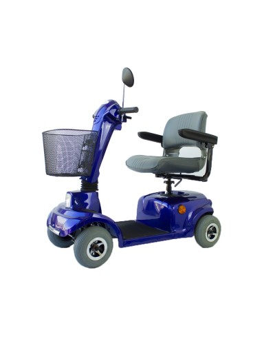 Scooter eléctrico con 4 ruedas, plegable, compacto color azul