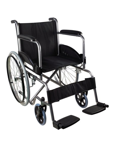 Silla de ruedas plegable autopropulsable de acero, ligera, ancho asiento 46 cm, color negro"Mod. Alcazaba"