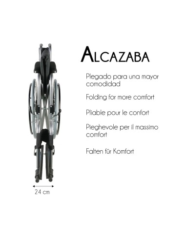 Silla de ruedas plegable autopropulsable de acero, ligera, ancho asiento 46 cm, color negro"Mod. Alcazaba"