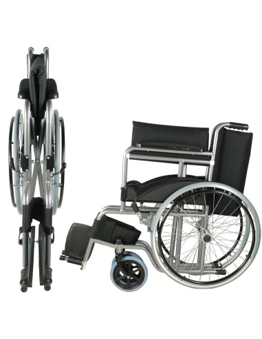 Silla de ruedas plegable autopropulsable de acero, ligera, ancho asiento 46 cm, color negro"Mod. Alcazaba"