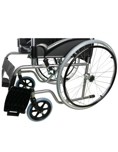 Silla de ruedas plegable autopropulsable de acero, ligera, ancho asiento 46 cm, color negro"Mod. Alcazaba"