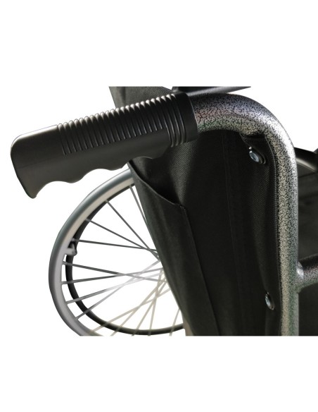 Silla de ruedas plegable autopropulsable de acero, ligera, ancho asiento 46 cm, color negro"Mod. Alcazaba"