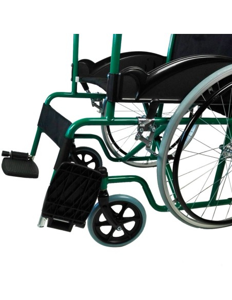 Silla de ruedas plegable autopropulsable de acero, ligera, ancho asiento 46 cm, color verde "Mod. Alcazaba"