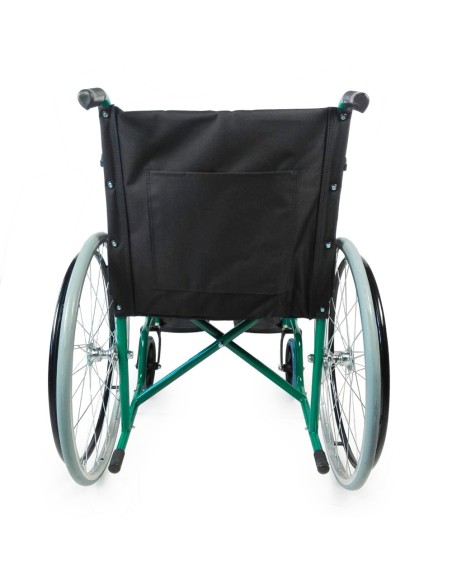 Silla de ruedas plegable autopropulsable de acero, ligera, ancho asiento 46 cm, color verde "Mod. Alcazaba"