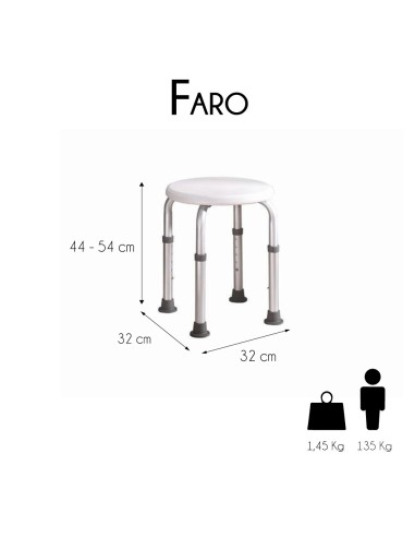 Taburete de baño, regulable y antideslizante "Mod. Faro"