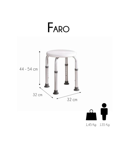 Taburete de baño, regulable y antideslizante "Mod. Faro"