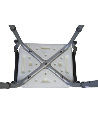 Silla asiento para baño con reposabrazos y regulable en altura, de aluminio y PVC | Acueducto