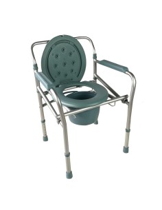 Silla con WC/inodoro de aluminio, plegable, con tapa, regulable en altura y reposabrazos acolchados | Mar