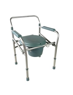 Silla con WC/inodoro de aluminio, plegable, con tapa, regulable en altura y reposabrazos acolchados | Mar 2