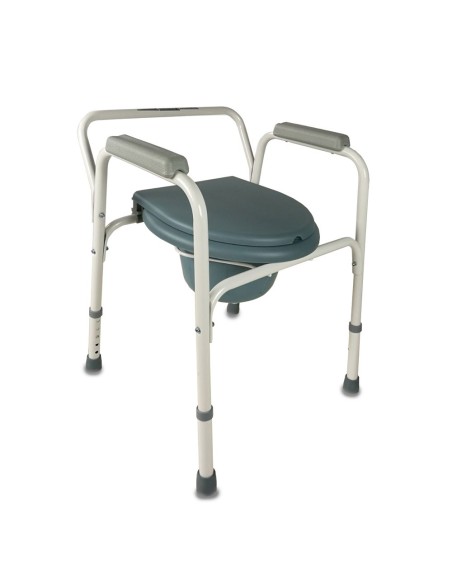 Silla con WC/inodoro, plegable, con conteras antideslizantes y reposabrazos | Arroyo