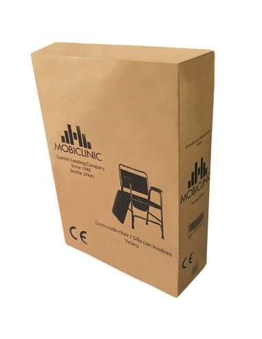 Silla con WC/inodoro con tapa, conteras antideslizantes, asiento y reposabrazos acolchados | Velero