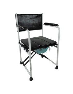 Silla con WC/inodoro de acero cromado, con tapa y plegable | Ebro
