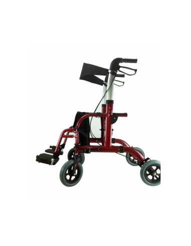 Andador y Silla de ruedas plegable y regulable en altura, frenos "tipo bici", con asiento y respaldo acolchado y bolsa extraíble