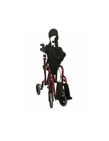 Andador y Silla de ruedas plegable y regulable en altura, frenos "tipo bici", con asiento y respaldo acolchado y bolsa extraíble