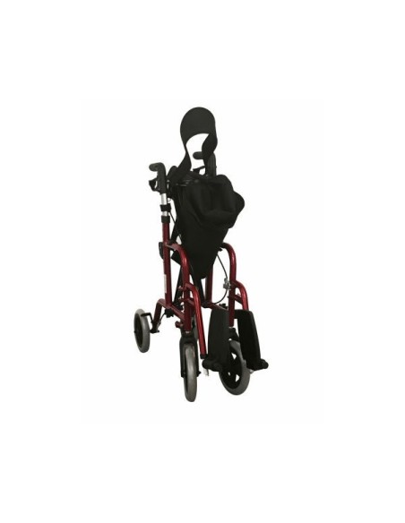 Andador y Silla de ruedas plegable y regulable en altura, frenos "tipo bici", con asiento y respaldo acolchado y bolsa extraíble