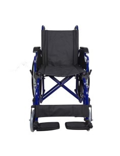 Silla de ruedas plegable, muy ligera y autopropulsable, reposapiés extraíbles, ancho asiento 43 o 46 cm, color azul “Giralda” 2
