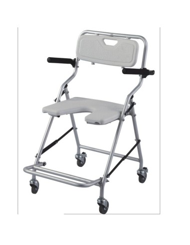 Silla de baño plegable ligera con ruedas de aluminio