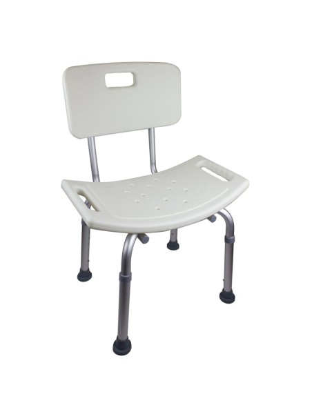 Silla de baño regulable en altura, de aluminio con respaldo | Modelo Olivo