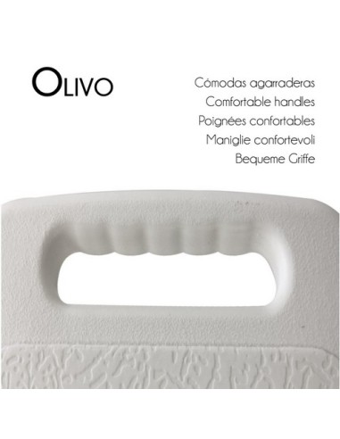 Silla de baño regulable en altura, de aluminio con respaldo | Modelo Olivo