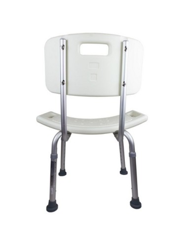 Silla de baño regulable en altura, de aluminio con respaldo | Modelo Olivo