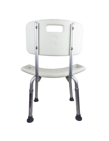 Silla de baño regulable en altura, de aluminio con respaldo | Modelo Olivo