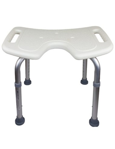 Taburete | Banqueta de baño de altura regulable | Asiento en U | Conteras antideslizantes | Modelo Bahía