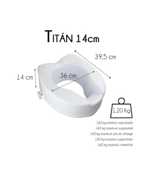 Elevador de baño sin tapa de altura 14 cm | Modelo Titán