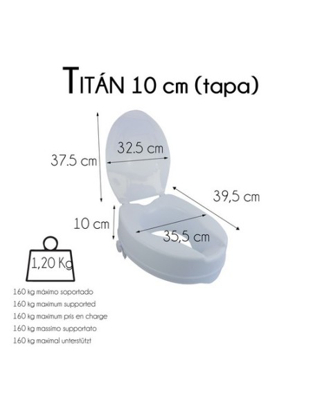 Elevador de baño con tapa de altura de 10 cm | Modelo Titán