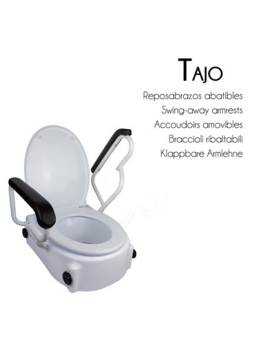 Elevador de baño con tapa de altura 17 cm con reposabrazos abatibles | Regulable e inclinable | Modelo Tajo