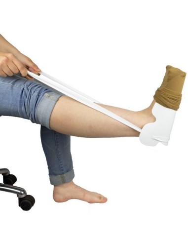 Calzador de medias, calcetas y calcetines contorneado