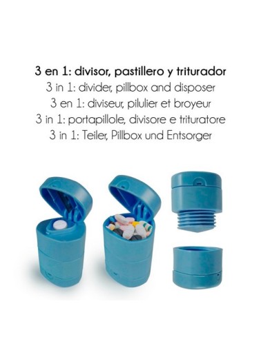 Pastillero, triturador y divisor de pastillas | 3 en 1