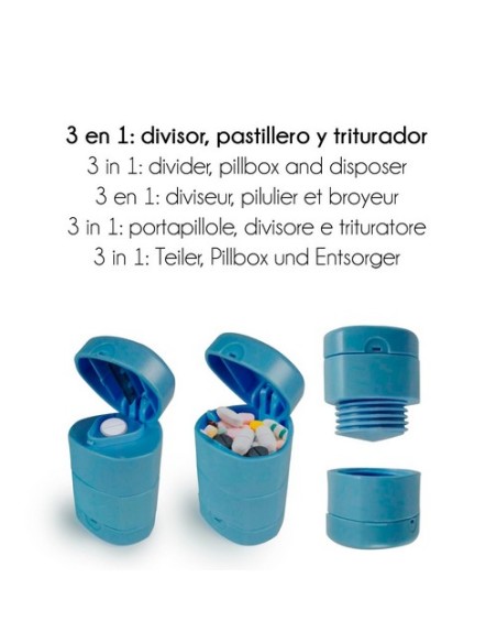 Pastillero, triturador y divisor de pastillas | 3 en 1