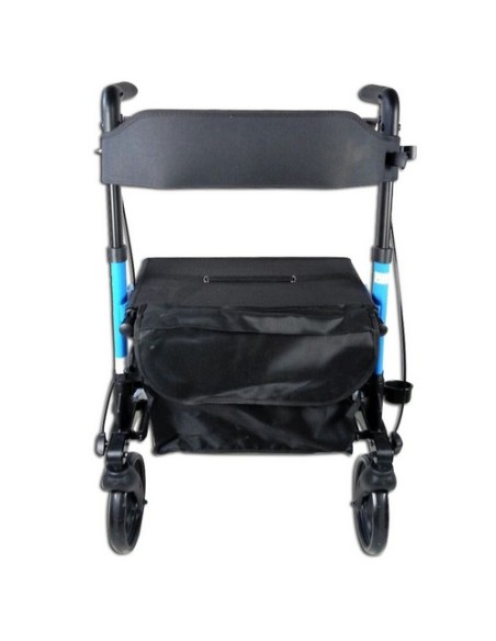 Andador Rollator de 4 ruedas plegable con cesta de tela, frenos, asiento y respaldo | Trajano