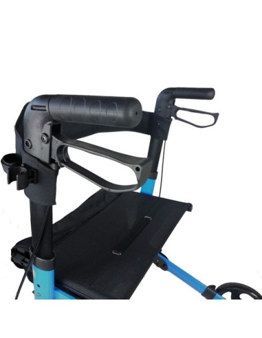Andador Rollator de 4 ruedas plegable con cesta de tela, frenos, asiento y respaldo | Trajano