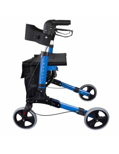Andador Rollator de 4 ruedas plegable con cesta de tela, frenos, asiento y respaldo | Trajano