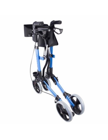 Andador Rollator de 4 ruedas plegable con cesta de tela, frenos, asiento y respaldo | Trajano