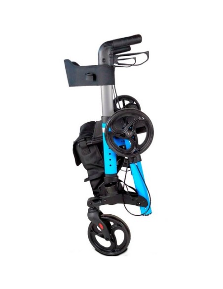 Andador Rollator de 4 ruedas plegable con cesta de tela, frenos, asiento y respaldo | Trajano