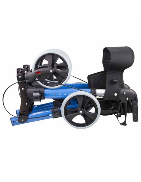 Andador Rollator de 4 ruedas plegable con cesta de tela, frenos, asiento y respaldo | Trajano
