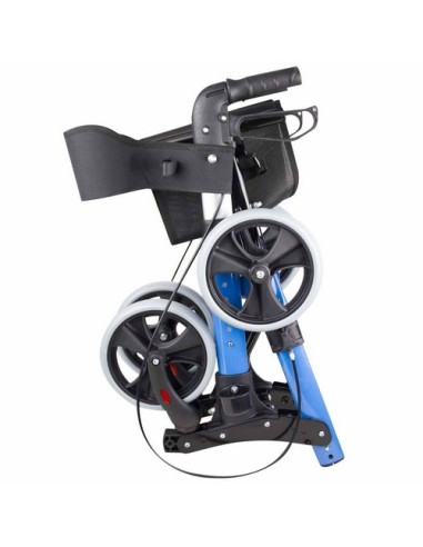 Andador Rollator de 4 ruedas plegable con cesta de tela, frenos, asiento y respaldo | Trajano