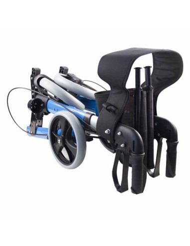 Andador Rollator de 4 ruedas plegable con cesta de tela, frenos, asiento y respaldo | Trajano