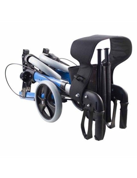 Andador Rollator de 4 ruedas plegable con cesta de tela, frenos, asiento y respaldo | Trajano