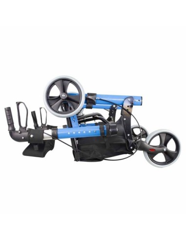 Andador Rollator de 4 ruedas plegable con cesta de tela, frenos, asiento y respaldo | Trajano