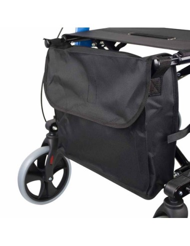 Andador Rollator de 4 ruedas plegable con cesta de tela, frenos, asiento y respaldo | Trajano