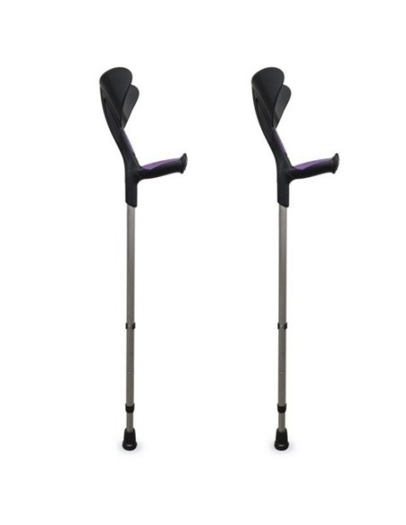 Muletas Advance 2 uds con puño anatómico de goma | Bastón canadiense ortopédico | Color morado | Aluminio, monoplástico