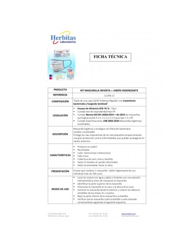 Kit de mascarilla higiénica infantil + jabón higienizante | Reutilizable | Talla única